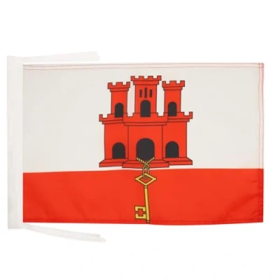 Afbeelding van Gibraltar Vlag 45x30 cm koorden Gibraltarian SMALL vlaggen 30 x 45 Banner 18x12 in hoge kwaliteit AZ FLAG