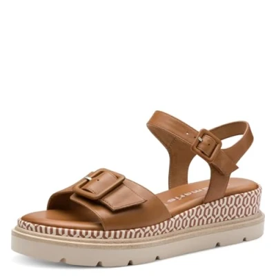 Afbeelding van Tamaris 1 28723 44 Damessandalen met sleehak, cognac, 38 EU