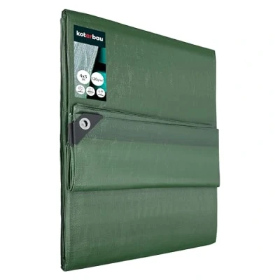 Afbeelding van KOTARBAU® Afdekzeil, 4 x 5 m, groen, 120 g/m2, versterkte ogen, beschermend zeil, bouwzeil, waterdicht, scheurvast, industrieel alle weersomstandigheden