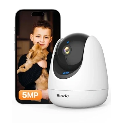 Afbeelding van Tenda CP3 bewakingscamera binnen, 360 draaibare WLAN IP camera met 2 weg audio (1080p, 12m nachtzicht, bewegingsmelder, geluid &amp; licht alarm, push bericht, huisdiercamera voor hond kat) grijs