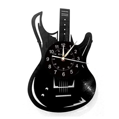 Afbeelding van Smotly Vinyl wandklok, gitaar ontwerp, wanddecoratie, grote klok, handgemaakte wandklok cadeau. (Gift haak), B