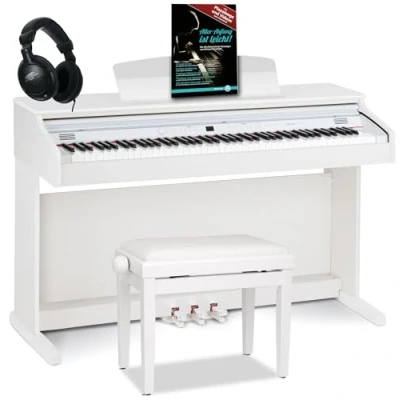 Afbeelding van Classic Cantabile DP 50 WM Digitale Piano wit mat E met 88 toetsen hamermechanik, USB audio/MIDI interface, 32 polyfonie, 3 pedalen digitaal Set pianobank en kopftelefoon