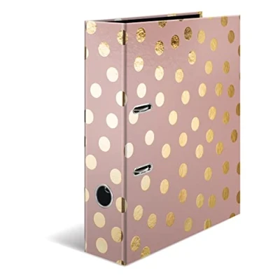 Afbeelding van HERMA 7057 ordner A4, glanzende stippen, 7 cm breed, motief van karton met glitterafwerking voor school en kantoor, stabiele kinderringmap karton, jongens meisjes