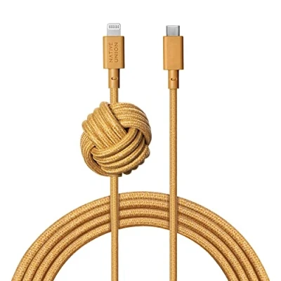 Afbeelding van Native Union Night Kabel 3m Ultra sterke USB C naar Lightning [MFi gecertificeerd] Duurzame hoge snelheid oplaadkabel met verzwaarde knoop compatibel iPhone 14, 13 en eerder (Kraft)