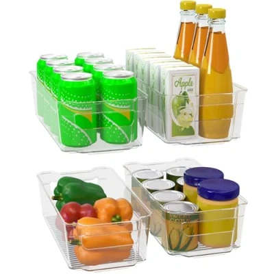 Afbeelding van Premium Kitchen Pantry Organizer Set van 4 middelgrote opslag voor koelkast, kasten, planken, gootstenen, cosmetica, kantoorbenodigdheden, gereedschap BPA vrij