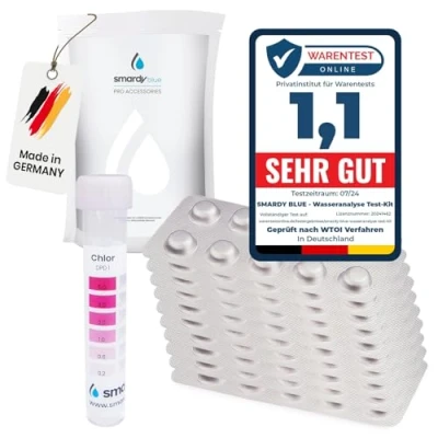 Afbeelding van smardy 120 Rapid Testtabletten 60x Phenol Red (pH) en DPD1 (Chloor) met 1x Kunststof Tester