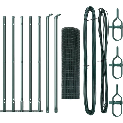 Afbeelding van vidaXL Hekpaalset Set van 2 Groen Metaal, PVC coating 10 x 0.5 meter