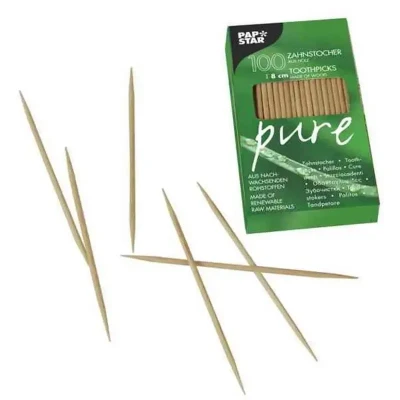 Afbeelding van Saté &amp; Maïskolfprikkers Tandenstokers Hout &quot;Pure&quot; Rond 80mm