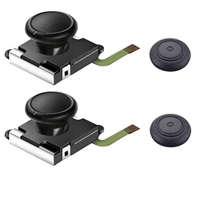 Afbeelding van 3D Analog Joystick Joy Con Replacement Left/Right Repair Kit Thumb Sticks Sensor for NS Switch Joycon Controller and Lite Console 2 Pack （Black)