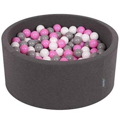 Afbeelding van KiddyMoon Schuim Ballenbak Voor Kinderen Met Ballen Ø 7 Cm Gemaakt In EU, Donkergrijs:Grijs Wit Roze,90X40cm/300
