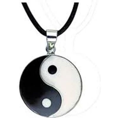 Afbeelding van Yin Yang zilveren hanger ketting zilver (K358)