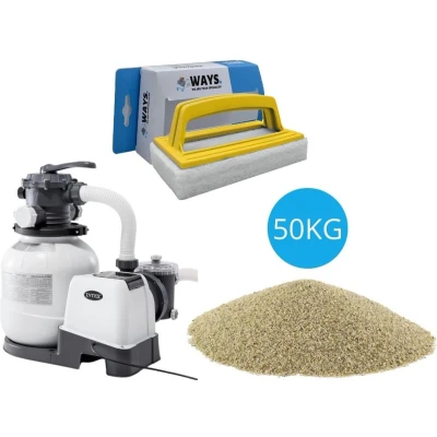 Afbeelding van Intex Zandfilterpomp 10500 L/u &amp; Filterzand 50 kg WAYS Scrubborstel