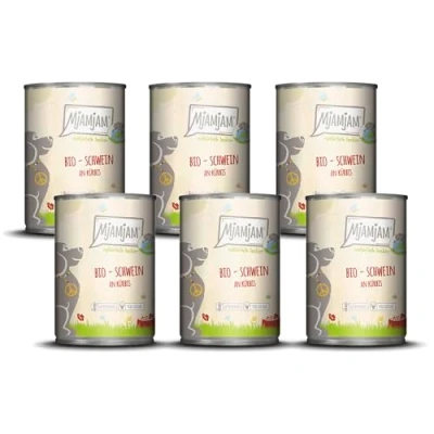 Afbeelding van MjAMjAM Premium natvoer voor honden natuurlijk lekker BIO varkensvlees met pompoen,6 pak (6 x 400g), graanvrij extra vlees