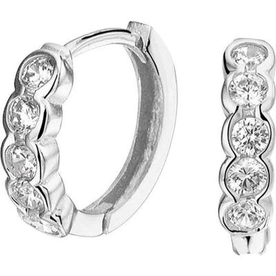 Afbeelding van Trendjuwelier huiscollectie Klapcreolen Zirkonia Zilver Gerhodineerd