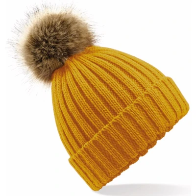 Afbeelding van Beechfield Dames Muts Met Pompon One size Mustard