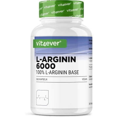 Afbeelding van L Arginine 365 vegan capsules Premium: 4500 mg pure per dagelijkse dosis Gemaakt door plantaardige fermentatie Hoog gedoseerd Veg