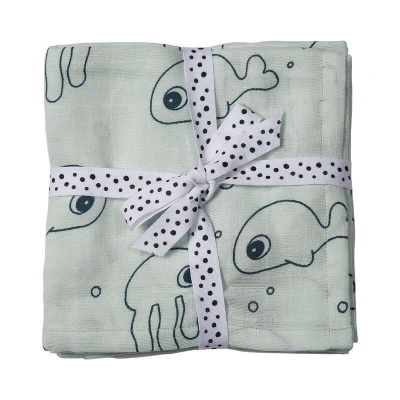 Afbeelding van Done by Deer Swaddles 2 Pack Sea Friends Blue