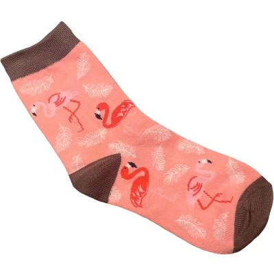 Afbeelding van Roze/Bruine Flamingo Sokken Grappige happy socks One Size (35 38) Roze Bruin Grappig Cadeau Tip Kadotip Kinder