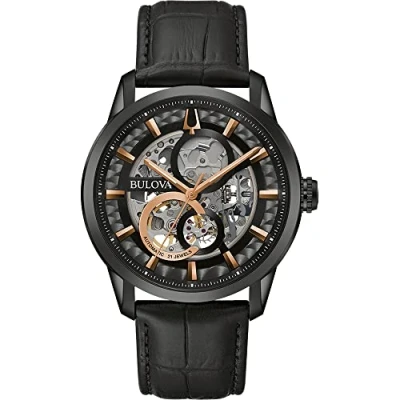 Afbeelding van Bulova Sutton Automatic 98A283 Horloge Leer Zwart Ø 41 mm