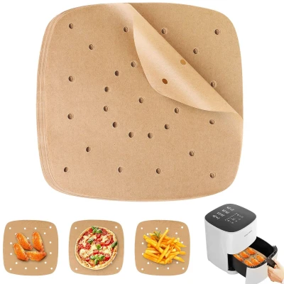 Afbeelding van Perkamentpapier, geperforeerd bakpapier, anti aanbaklaag, waterdicht, oliebestendig, voor braadpan, oven, magnetron en heteluchtfriteuse, airfryer, 100 stuks