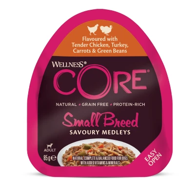Afbeelding van Wellness Core Small Breed Savoury Medleys 85 g Hondenvoer Kip&amp;Kalkoen