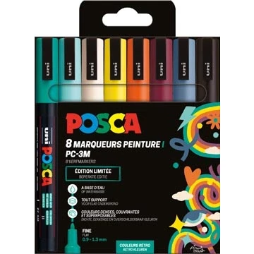 Afbeelding van Uni Posca PC3M Markers Set 8 Stuk Retro Kleuren