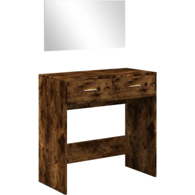 Afbeelding van vidaXL Kaptafel met spiegel 80x39x80 cm gerookt eikenkleurig