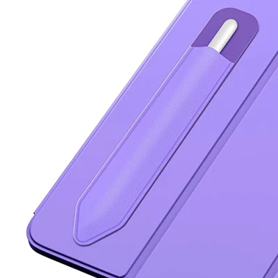 Afbeelding van MoKo Pencil Holder Sticker Fit Apple Pro, (USB C), 1st/2nd Generation, Elastic Pocket Pouch Adhesive Sleeve Attached to iPad Case for Stylus Pens, Purple