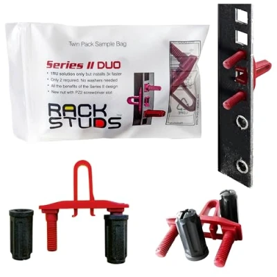 Afbeelding van Rackstuds Duo2 1RU Rack Mount Solution Series II No More Cage Nuts! The Easiest and Safest Server in 19&quot; Racks with Square Punched Vertical Rails 2 Pack Sample, Universal Version