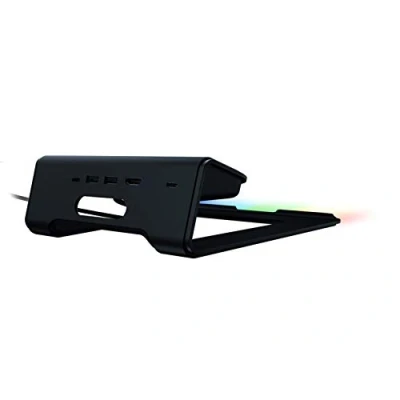 Afbeelding van Razer Laptopstandaard Chroma V2: aanpasbare RGB verlichting Ergonomisch ontwerp Geanodiseerde aluminium constructie 4x poort USB C hub mat zwart