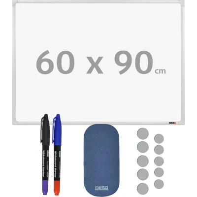 Afbeelding van DESQ® Whiteboard met starterspack Magnetisch Aluminium Frame 60 x 90 cm