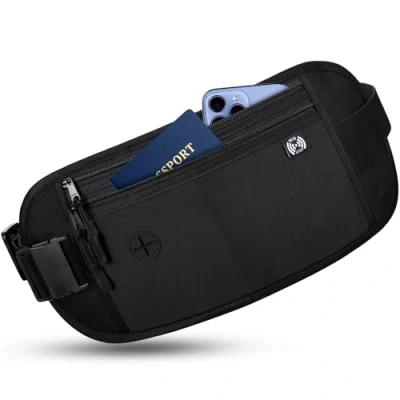 Afbeelding van Sofore Verborgen reizen Bumbag geldgordel portemonnee voor vrouwen mannen, paspoort geld riem taille met RFID blokkerende technologie, Zwart, 23cm x 17cm 2cm