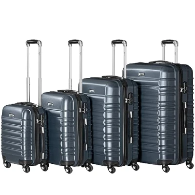 Afbeelding van Zelsius koffer set 4 stuks ABS hardshell met cijferslot, dubbele wielen en binnenscheidingswand handbagagekoffer, delig, trolley, groot, bagageset, antraciet, 21 75 cm, kofferset