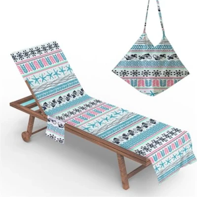 Afbeelding van Microvezel strandlaken voor zonnebad ligstoel tuin strepen beschermhoes recliner sneldrogend hoes zwembaden stranden (kleur 8, 73 x 210 cm)