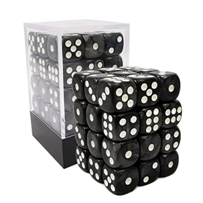 Afbeelding van Bescon 12mm 6 Sided Dice 36 in Brick Box, Six Die (36) Block of Dice, Marble Black