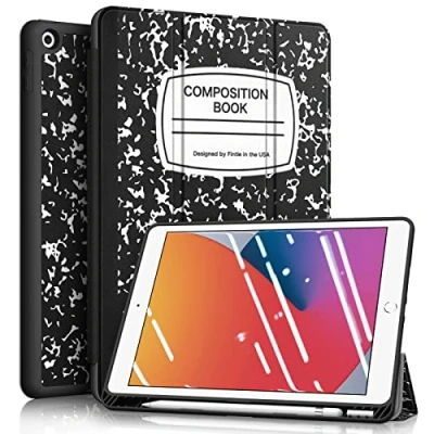 Afbeelding van Fintie Hoes voor iPad 10.2 inch 9. Generatie 2021/8. Gen 2020/7. 2019 met Pencil Houder, Ultradunne Superlicht Zachte TPU achterkant Beschermhoes Automatische Slaap waak Functie, Zwart Notitieblok