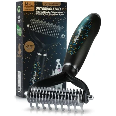 Afbeelding van BluePet UnterwollToll Hondenborstel en kattenborstel voor lang haar, ondervachtkam verwijdert onderwol klitten, massage effect bescherming van dekhaar, vachtborstel
