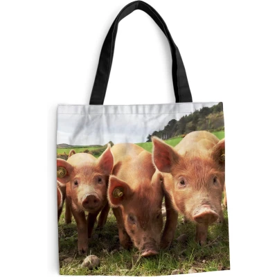 Afbeelding van MuchoWow® Schoudertas Strandtas Big Shopper Boodschappentas Varkens Dieren 40x40 cm Katoenen tas
