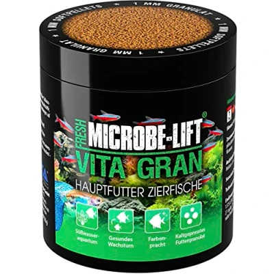 Afbeelding van MICROBE LIFT® Vita Gran Granulaat visvoer voor vissen in zoet water aquarium koudgeperst voer, bevordert kleurpracht en groei van Inhoud: 120 g verpakking kan variëren