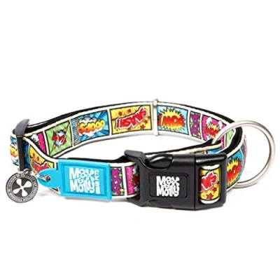 Afbeelding van Max &amp; Molly Gotcha! Hondenhalsband, Smart ID, gevoerde neopreen halsband met design voor middelgrote honden, waterdicht, comfortabel, verstelbaar, comic, M