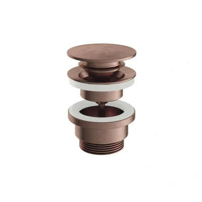 Afbeelding van HotBath Archie Clickplug met schroef rond Geborsteld Koper PVD AR710BCP