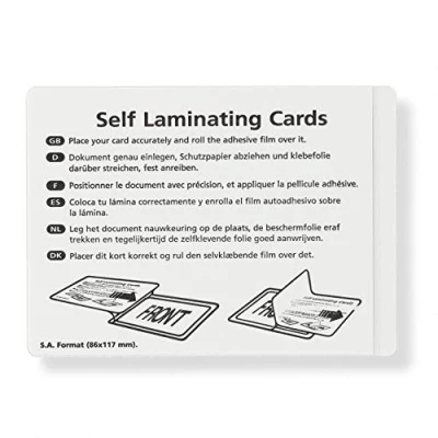 Afbeelding van Zelfklevende lamineerhoezen, lamineerfolies van PET voor het verzegelen en beschermen foto&#039;s, menukaarten enz. zonder lamineerapparaat, set 10, elk 86 mm x 117 A7, transparant