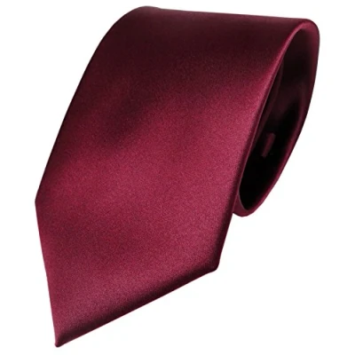 Afbeelding van TigerTie Herenstropdas, klassieke satijnen stropdas van 8 cm in effen design, ideaal voor zakelijke afspraken, feestelijke gelegenheden en vrije tijd, Rood bordeaux, Krawattengröße: ca. Länge 150 cm,