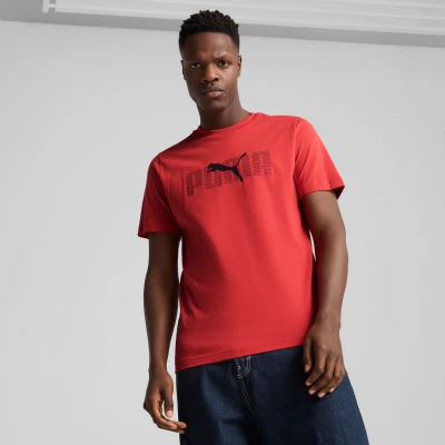 Afbeelding van Puma Essentials LOGO LAB Tshirt print, Heren, Maat: Large, Red fire