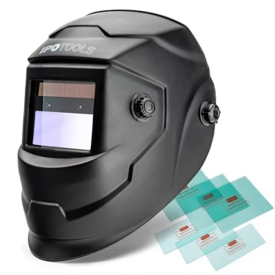 Afbeelding van IPOTOOLS J500A Automatische lashelm, volledig instelbare lashelm op zonne energie, 2 hoogwaardige sensoren, groot gezichtsveld (92 x 42 mm) voor alle lastoepassingen met beschermingsniveaus DIN 4/9 13