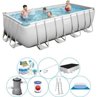 Afbeelding van Bestway Power Steel Rechthoek 488x244x122 cm Zwembad Combinatie Pakket