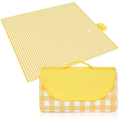 Afbeelding van Eucomir 200 x cm picknickkleed waterdicht opvouwbare picknickmat met handvat, geschikt voor wandelen, reizen, kamperen, outdoor en feesten, geel