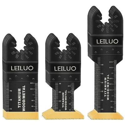 Afbeelding van LEILUO 15 delige set titanium multitoolbladen Oscillerende spijkerbladen Hout verpakt in koffer Geschikt voor Dewalt Makita Ryobi Milwaukee en meer
