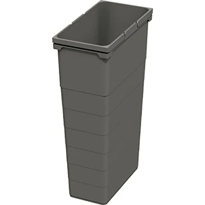 Afbeelding van NINKA 5074.90 42514 Afvalcontainer 42 liter met beugelgrepen, vuilnisbak voor afvalverzamelaar, kunststof donkergrijs, zilver
