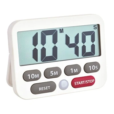 Afbeelding van TFA Dostmann digitale timer en stopwatch, 38.2038.02, extra luid alarm, snelle eenvoudige invoer, groot display, om op te hangen of neer zetten, kunstof, wit, (L) 90 x (B) 17 (37) (H) 70 mm